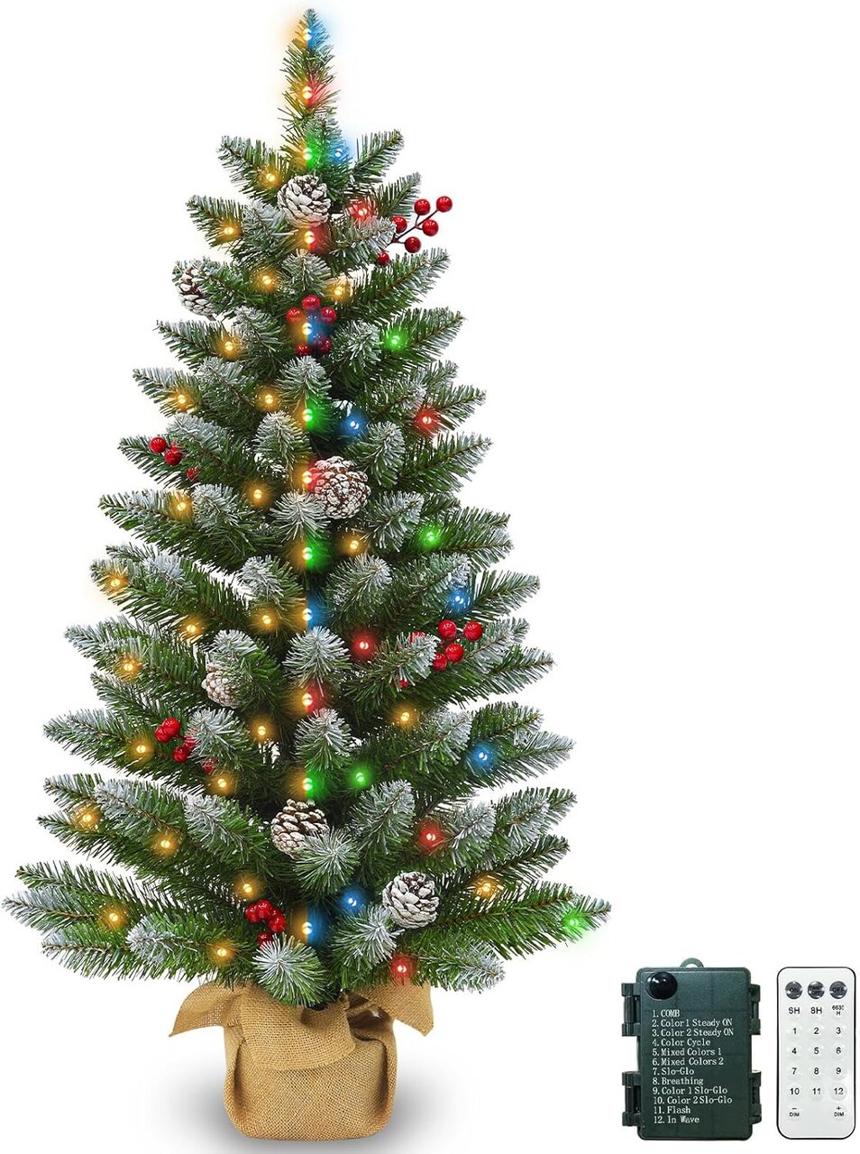3 Ft Artificial Mini Christmas Tree(Green)24"D x 24"W x 36"H